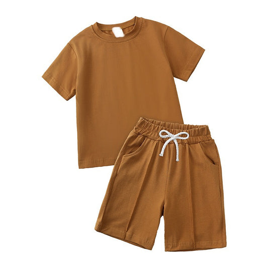 Coffee Brown Kids T-shirt & Short Set